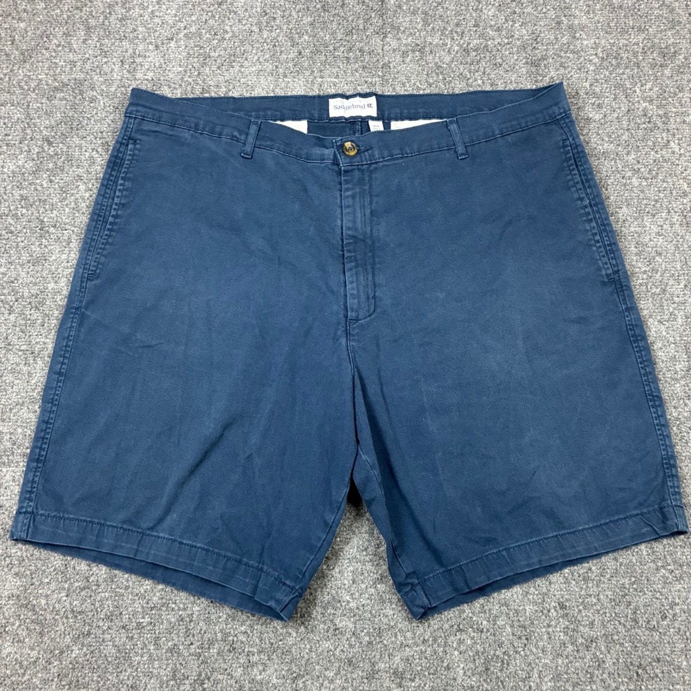 Saddlebred Mens Size 40W Navy Blue Flat Front Chino Shorts Cotton Twill Classic